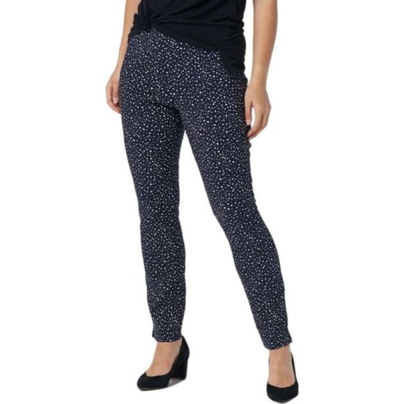 NWT SUSAN GRAVER PRINTED UPTOWN STRETCH ANKLE PANTS NAVY 8 - Picture 1 of 8